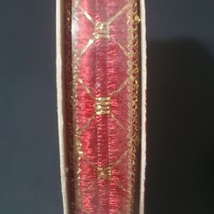 $2 Add-on Christmas Ribbon Red Gold .5"x3yd Metallic Trim